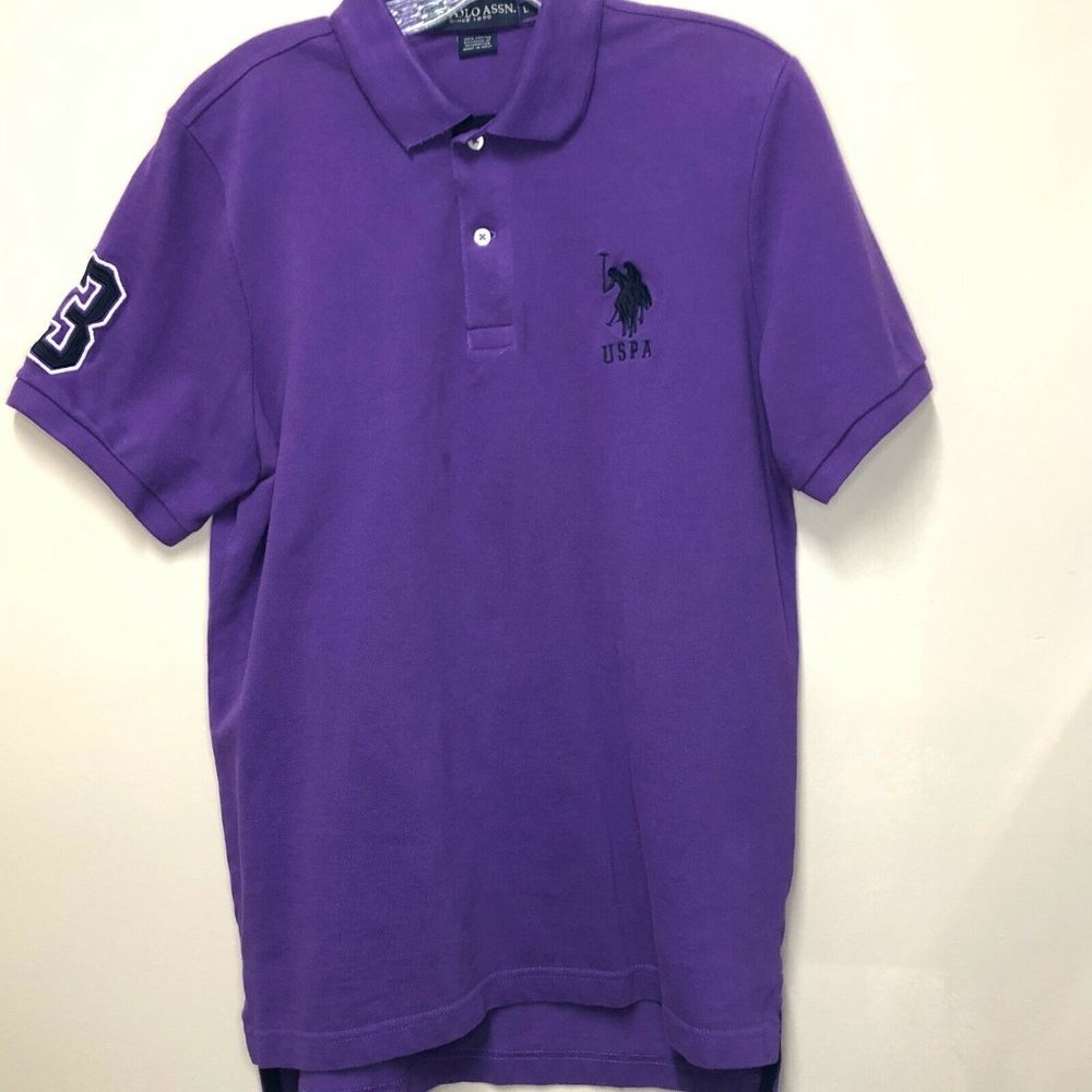 US POLO ASSN Large Purple Polo Golf Short Sleeve